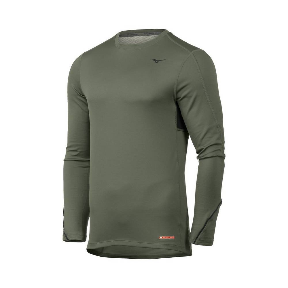 Base Layer Mizuno Breath Thermo® Long Sleeve - Homem - Verdes - WDNST1907